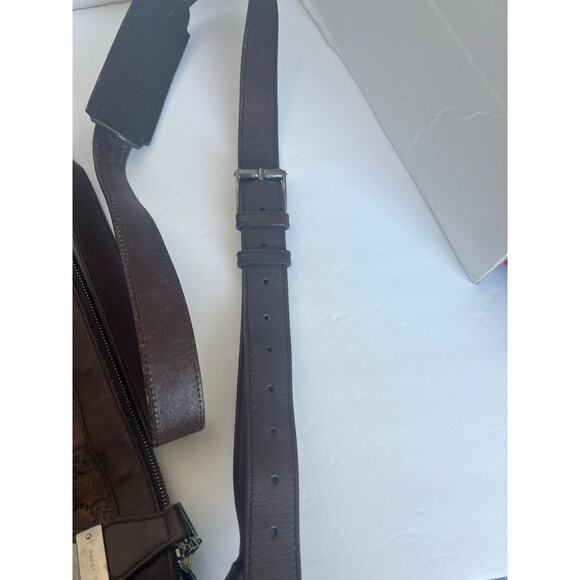 GUCCI Guccissima Unisex Shoulder Crossbody Bag Brown Leather GG Monogram - Picture 14 of 15